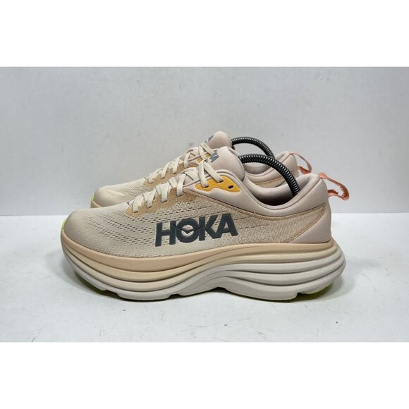 Hoka One One Bondi 8 Womens Size 9.5 Cream Vanilla Running Shoe Sneaker 1127952 - Picture 3 of 9